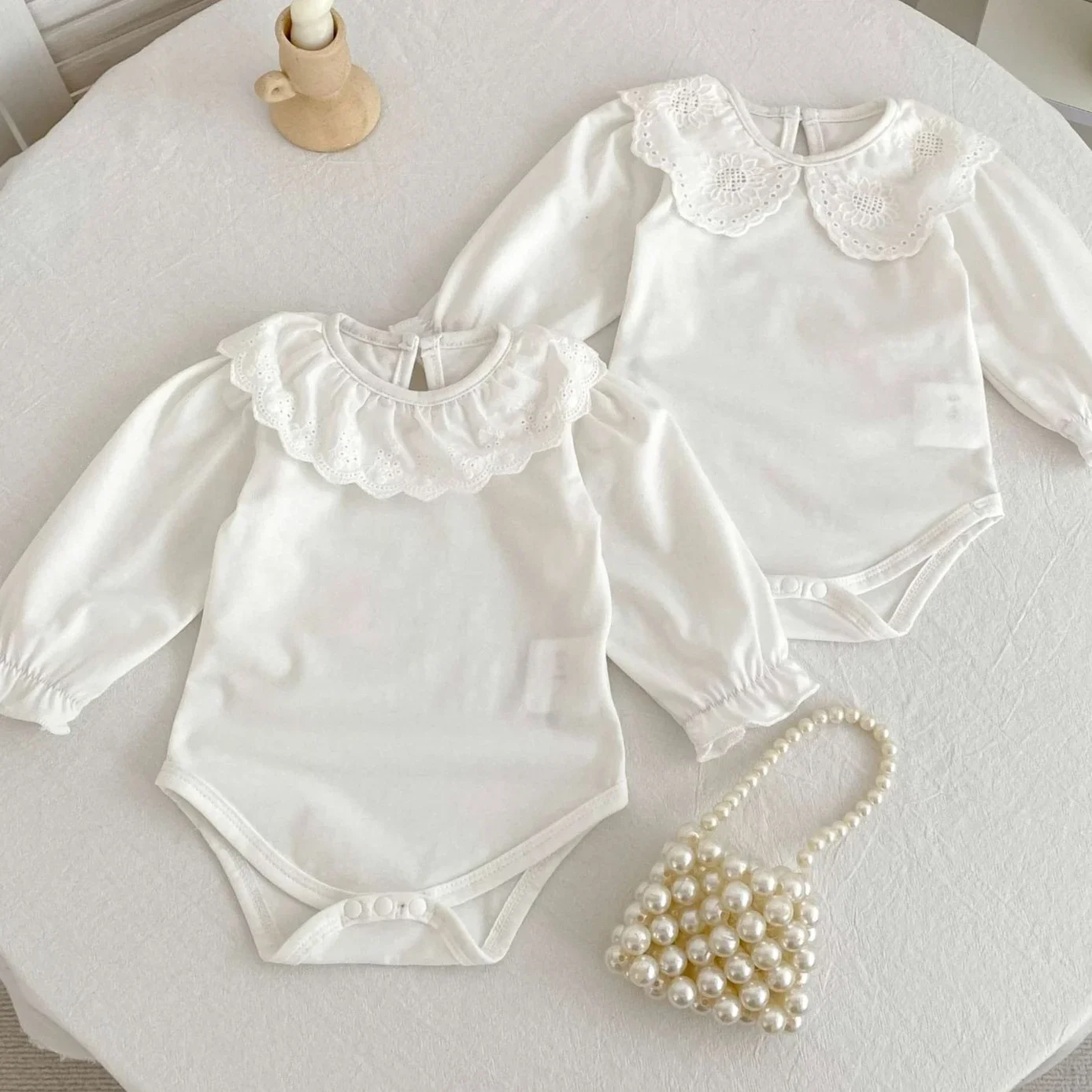 

Детский комбинезон для девочек 2025: Новинка весенне-летнего сезона, милый хлопковый комбинезон с кружевным воротником и длинными рукавами, повседневный, простой