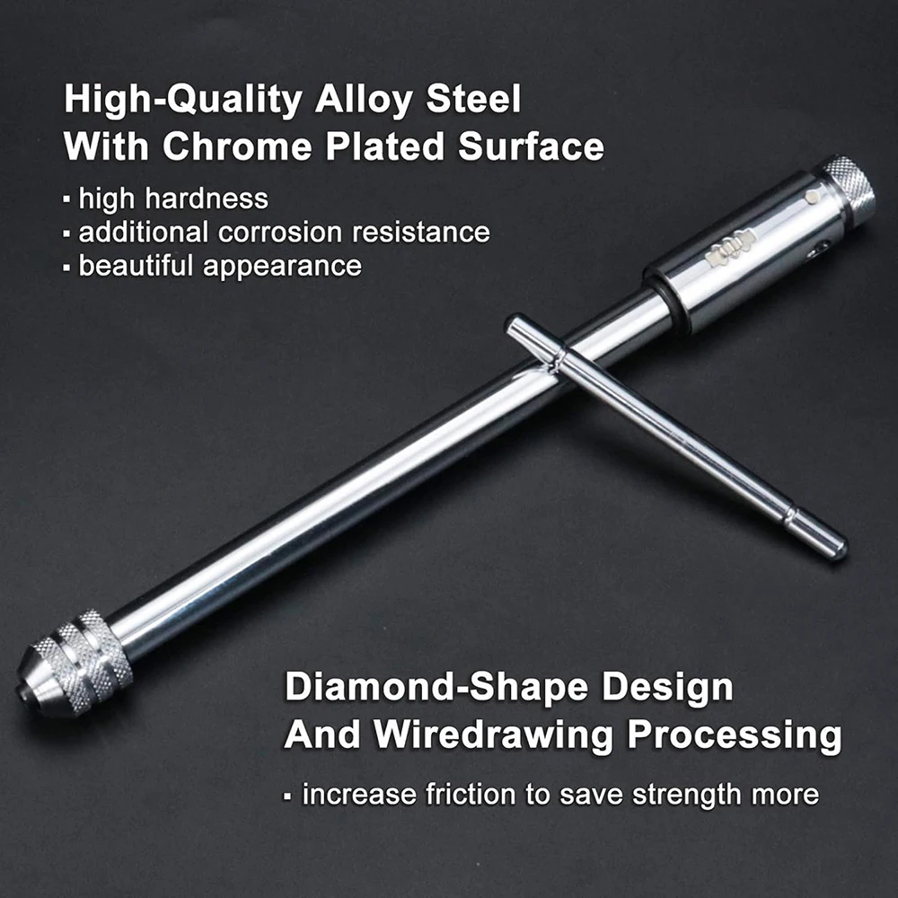 Verstellbarer Ratschen-Handgewindeisen M5-M12, verlängertes Gewindebohrer-Zubehör für Vorwärts- und Rückwärtsgewindebohrer