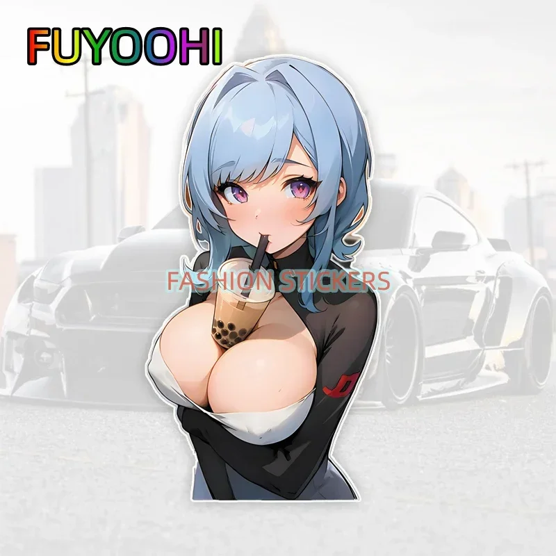 FUYOOHI Japanese Sexy Cartoon Anime Girl Car Sticker Creative Waterproof Decorative Motorcycle Computer Luggage Decals