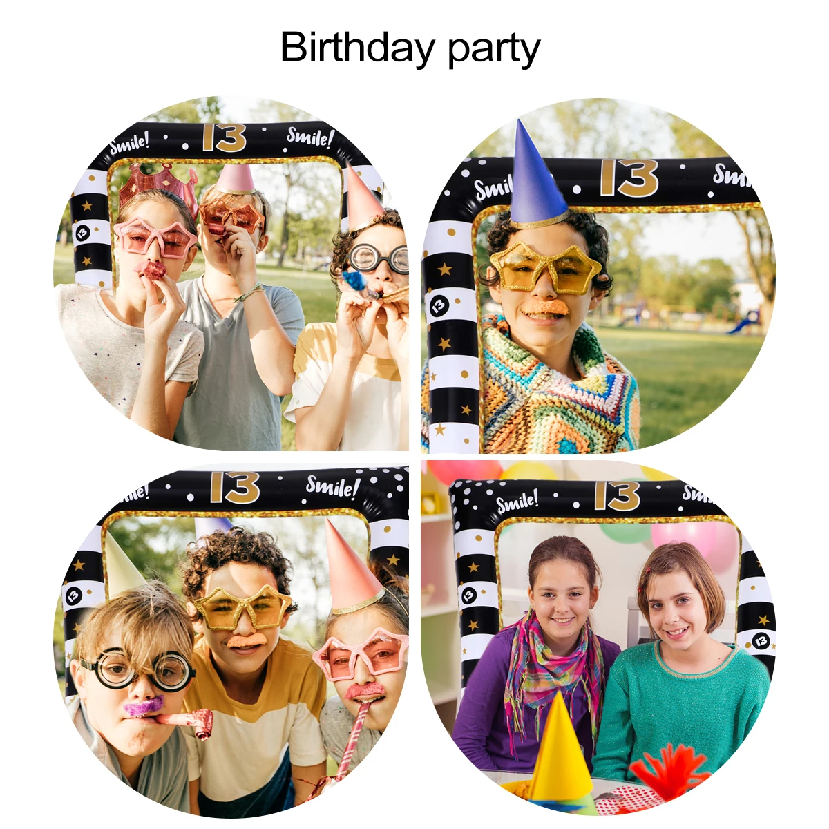 

Inflatable Photo Frame Booth Photobooth Props Birthday Party Gold Plastic Holder