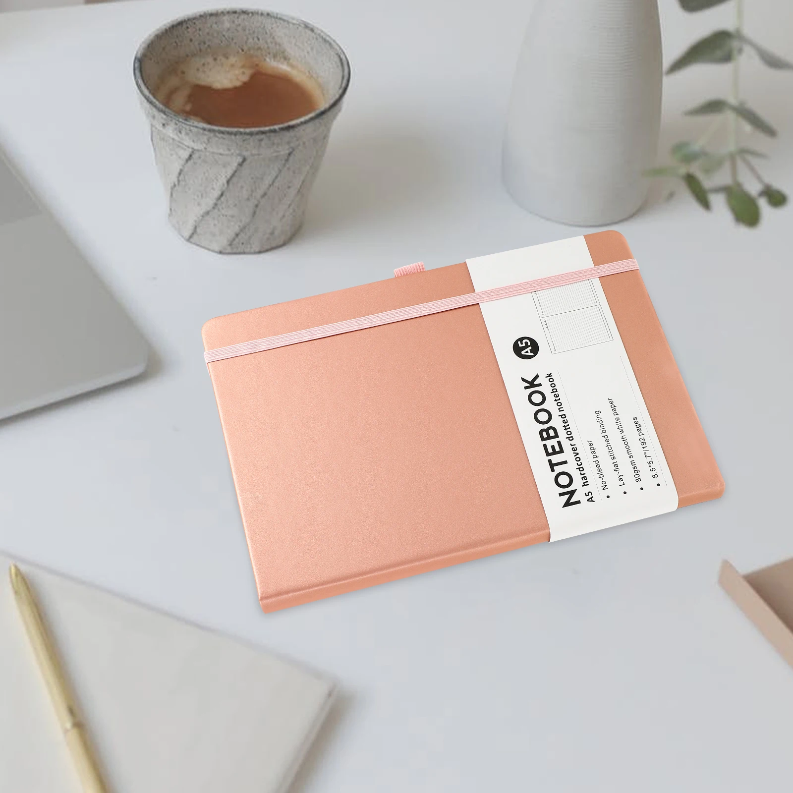 

Rose Gold Notebook Business Journal Elastic Band Student Diary Notebooks Work Daily Planning Practical Durable