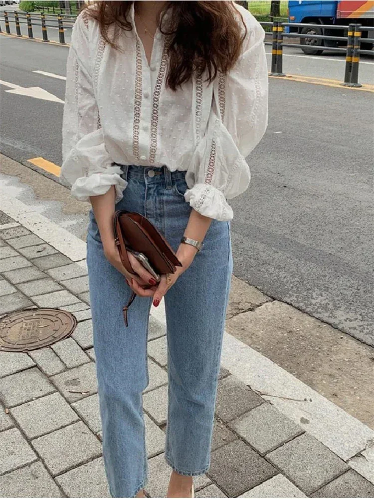 Womens Blouse Summer Women Blouses Spring White Long Shirt Female Maxi Blusas Casual Vintage Long Sleeve Cotton Oversize Loose