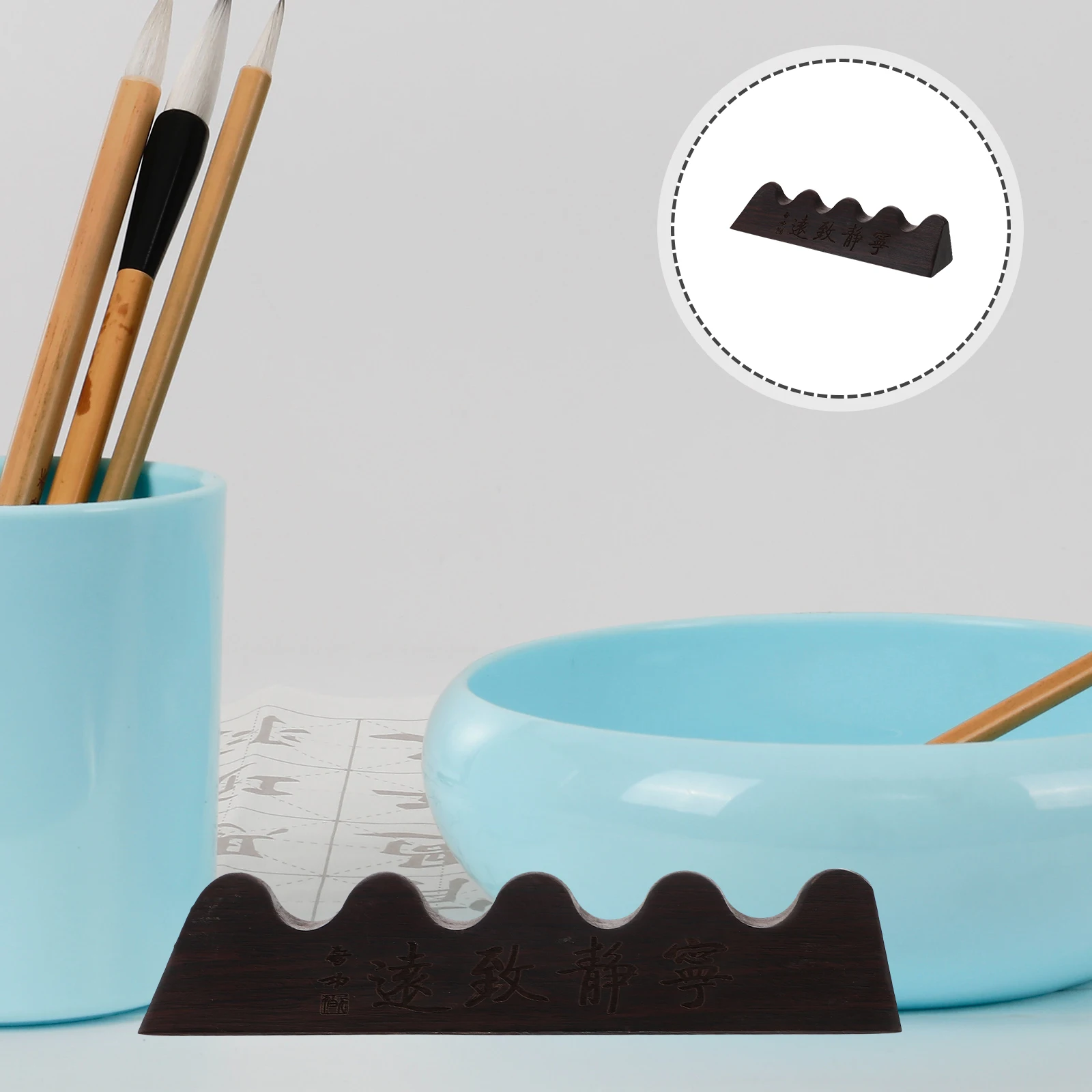 

Vintage Wooden Calligraphy Holder Brush Pen Rest For Desk Chinese Style Pen Holder Home Office Decoration Calligraphy Brush