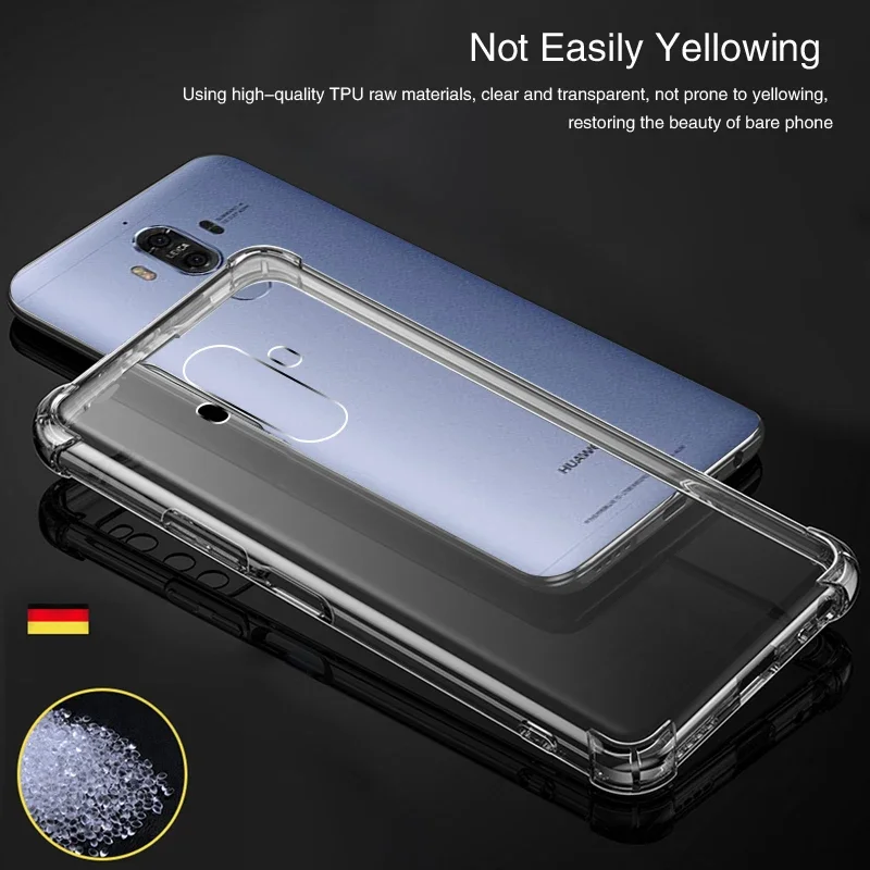 Luxury Airbag Phone Case for Huawei Mate9 Mate 9 Pro 9Pro Soft Clear Coque Silicone Shockproof Thin Back Cover Transparent Funda