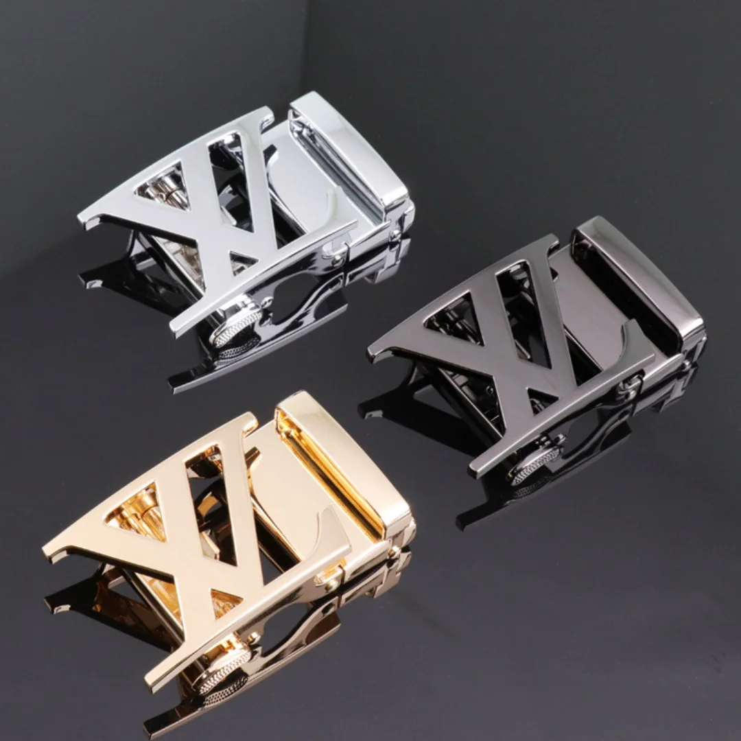 3PCS Multi‑Tone Hollow Cutout Belt Buckle, Men Ratchet Automatic Metal Buckle, Replacement Hardware for Belt Strap - view 2
