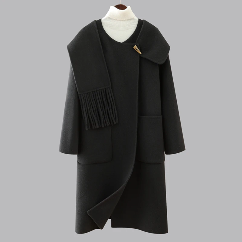 Ladies' 100% Cashmere Thick Double-Sided Long jacket, Classic and Multifunctional, Fashionable And Suitable For Busines