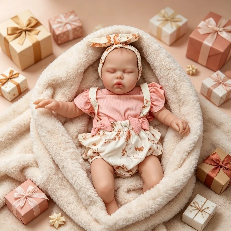 

48CM Newborn Baby Size Pickle Reborn Sleeping Baby Doll Hand Painting Cute Cotton Doll