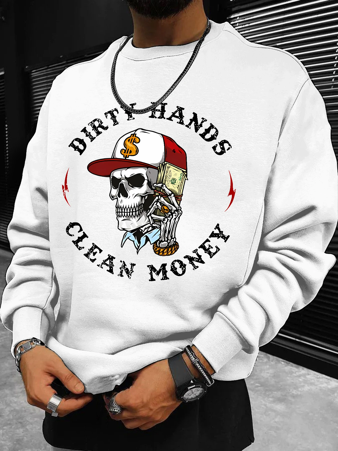 بلوزات رجالية، قبعة بيسبول بنمط جمجمة، قبعة يرتدي جمجمة، علامة دولار المال، اتجاه الشارع غير الرسمي #1