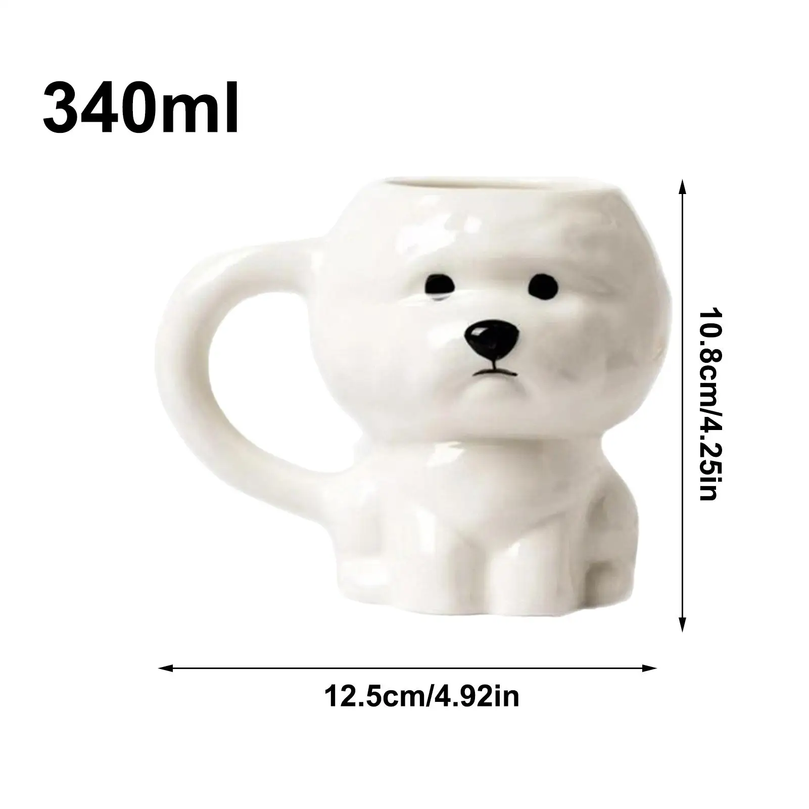 Creative 3D Bichon Frise Dog Ceramic Mug Cute Animal Shape Coffee Tea Cup Home Office Drinkware Festival Gift for Pet Fans