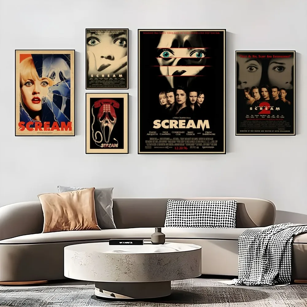 1pc Classic Horror Thriller Movie S-Scream Retro Poster Prints Perfect Design Nordic Modern living room Home Decor Gift