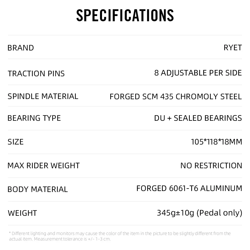 2024 RYET MTB Bicycle platform Pedal Sealed DU Bearings Non-slip Flat Pedal Mountain Road Bike Alloy Platform Cycling Parts
