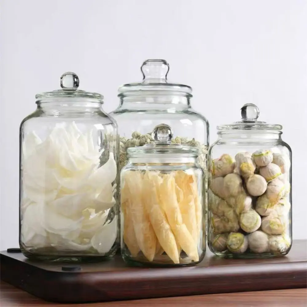 

Large Size Glass Storage Jars Sealed Design Home Decor Wide Mouth Containers Reusable Kitchen Storage Transparent Glass Jar