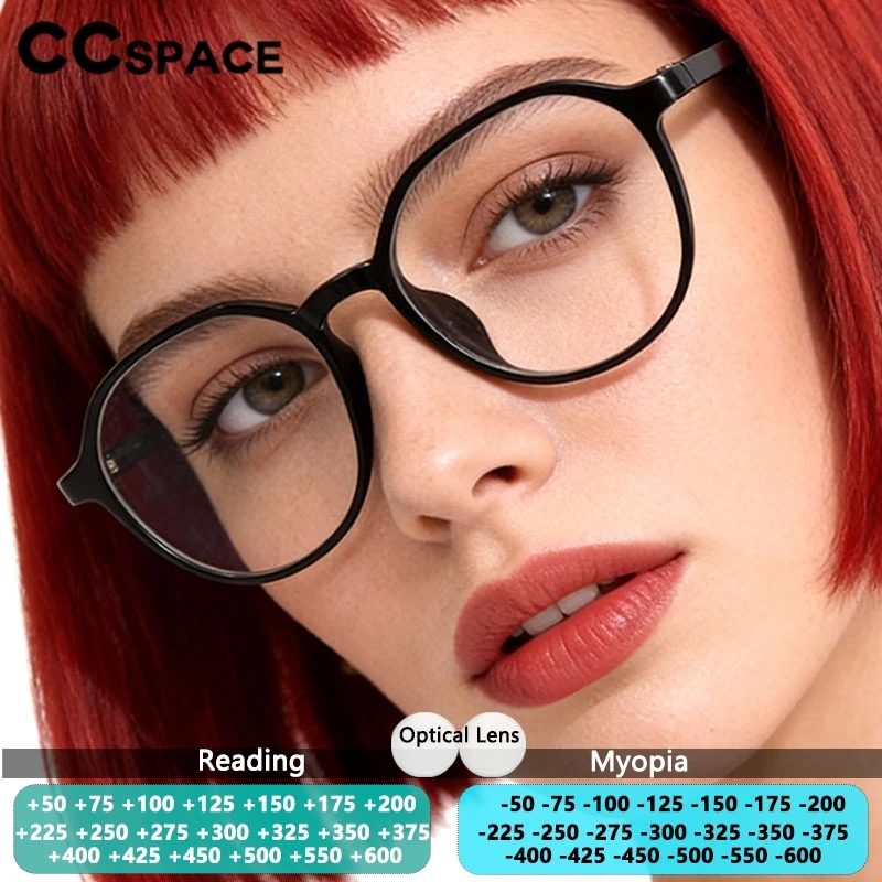

CCspace Round Prescription Glasses Optics Farsightedness Gradient Eye Protection Women Myopia Blue Light Blocking Glasses