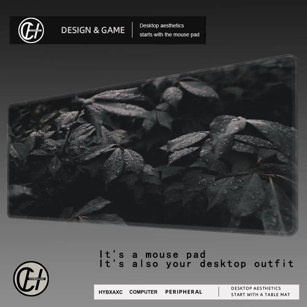 

Tropical Jungle Aesthetic Mouse Pad Green Black Leaves Large Rubber Base Anti-slip Desk Mousepad for Gamer Keyboard Mat HYBXAXC