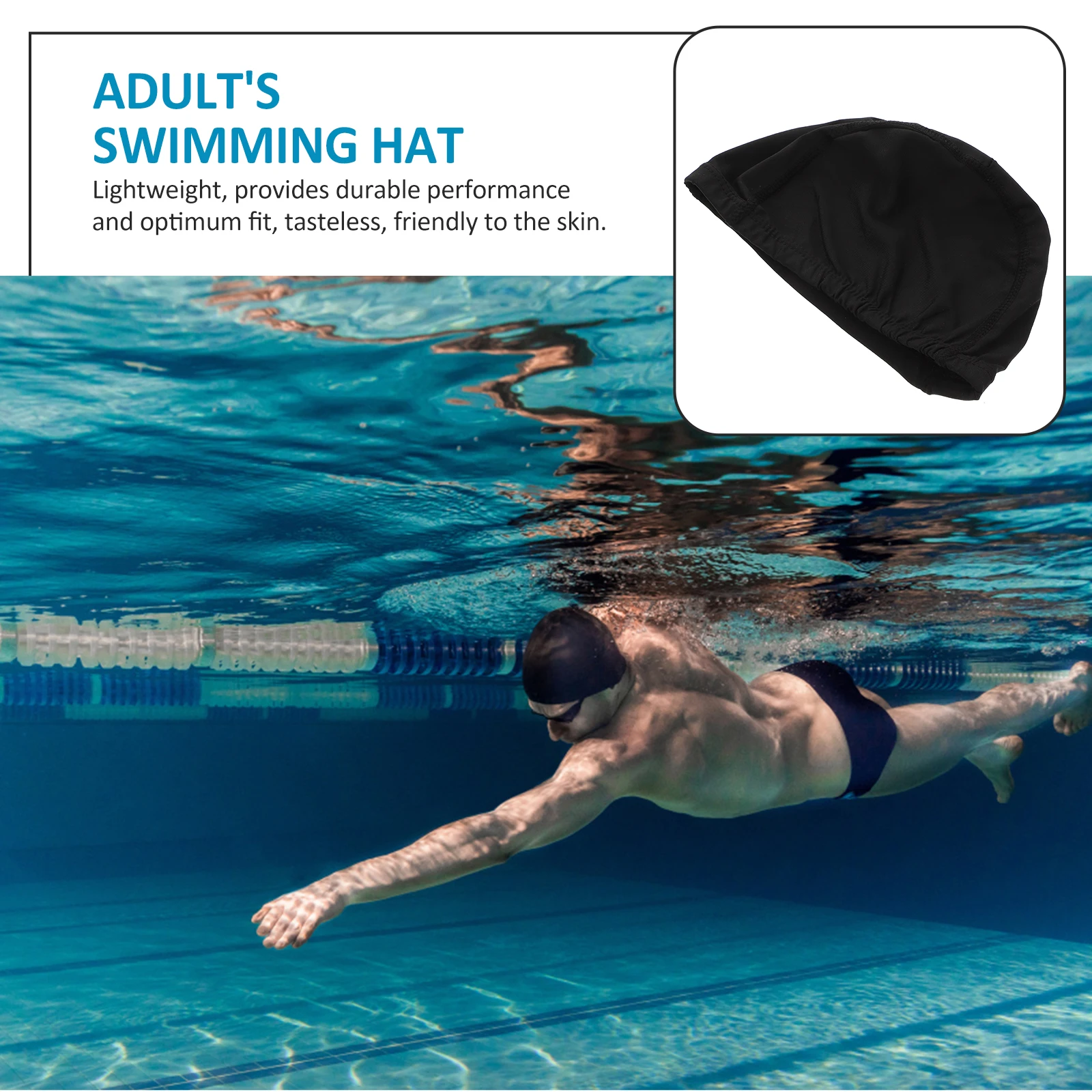 

2pcs Swim Caps Polyester Lightweight Flexible Hair Protection Pool Swimming Hats For Adults Sport Activities
