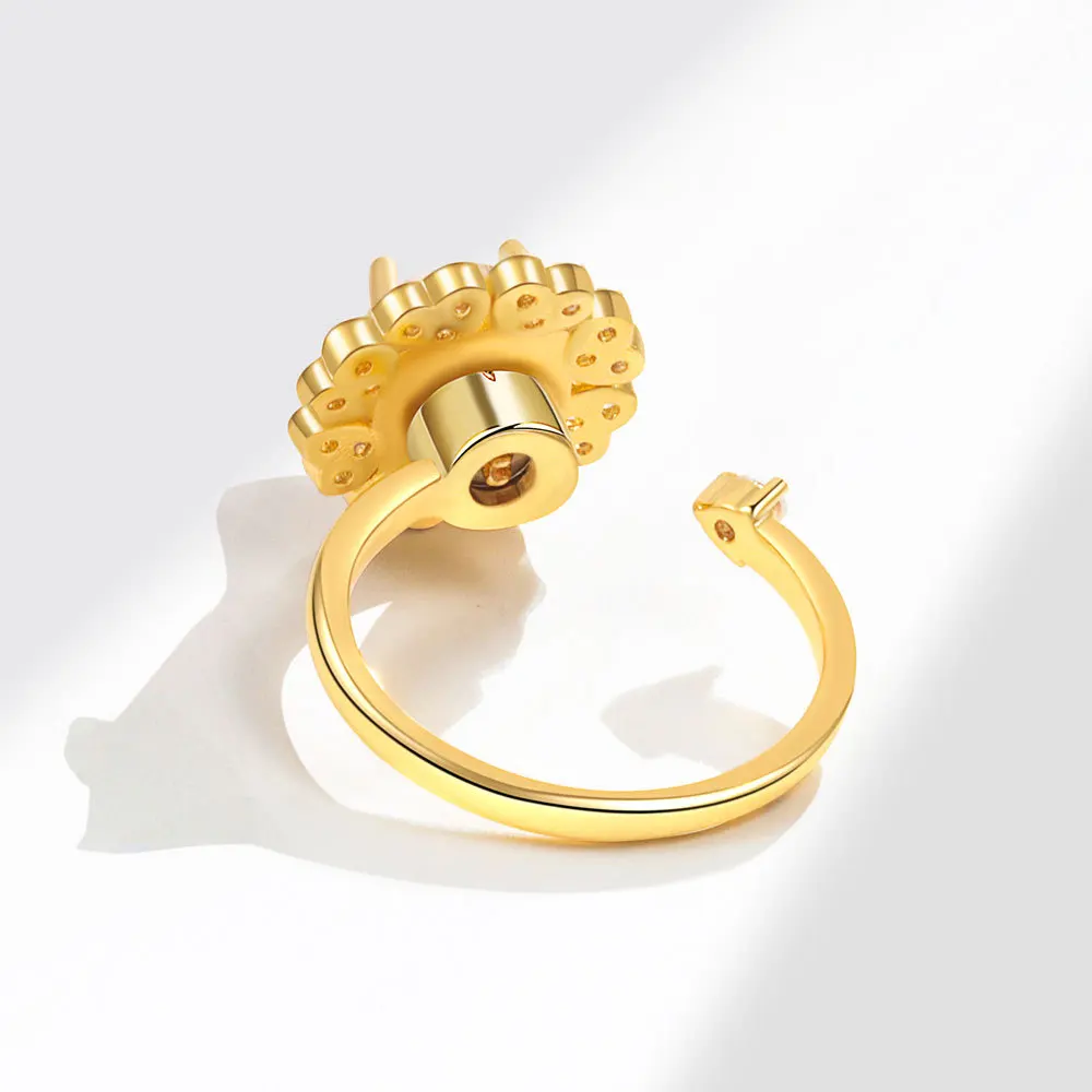 Love Heart Gold Crystal Rotating Ring Anti-Stress Anxiety Relief Couple Wedding Spin Freely for Stress Relief anillo ajustable view 5