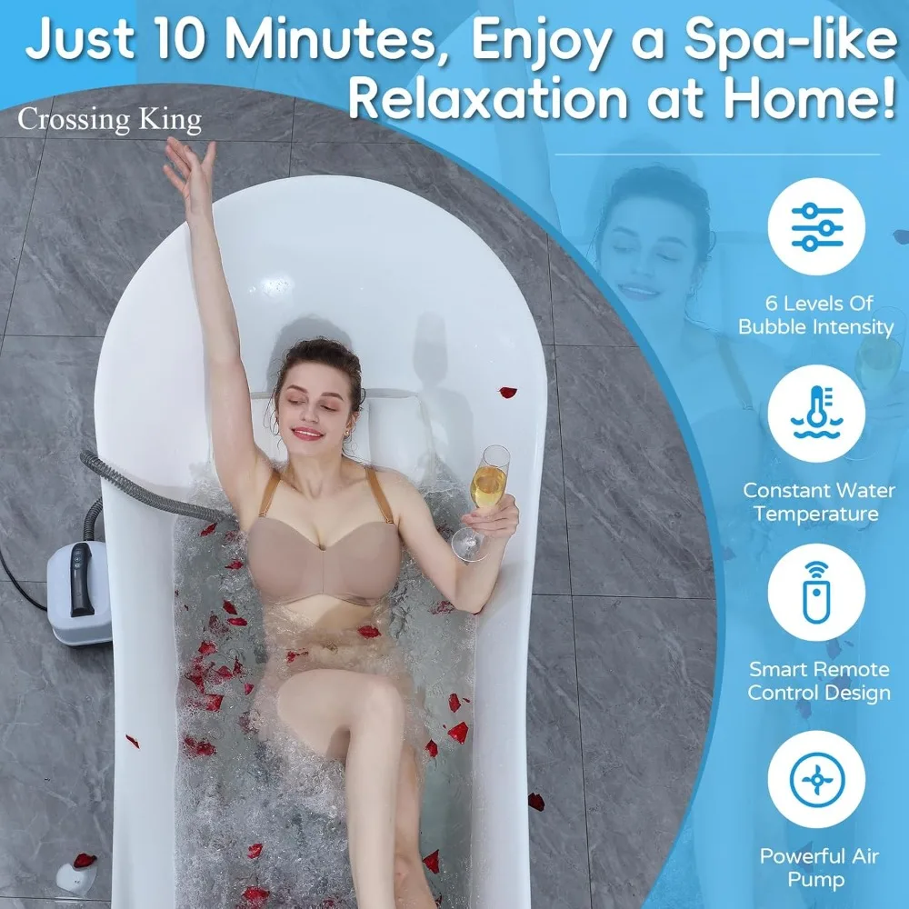 

Massage Mat: Portable Bubble Bath Machine for Tub - Body Bubble Bath Machine with Anti-Slip Mat and Remote, Home Large Size