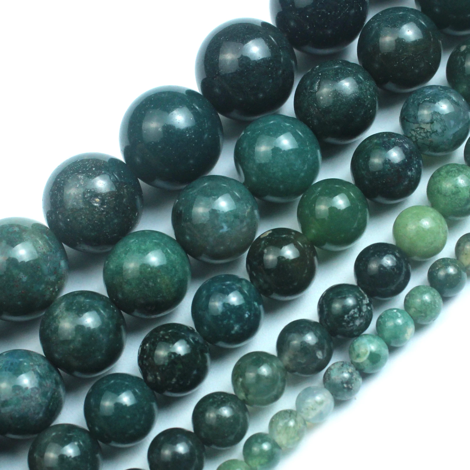 Moss agat Natural Stone String Loose Round Beads Strand 4 6 8 10 12 14 MM DIY Charms Beads For Jewelry Making
