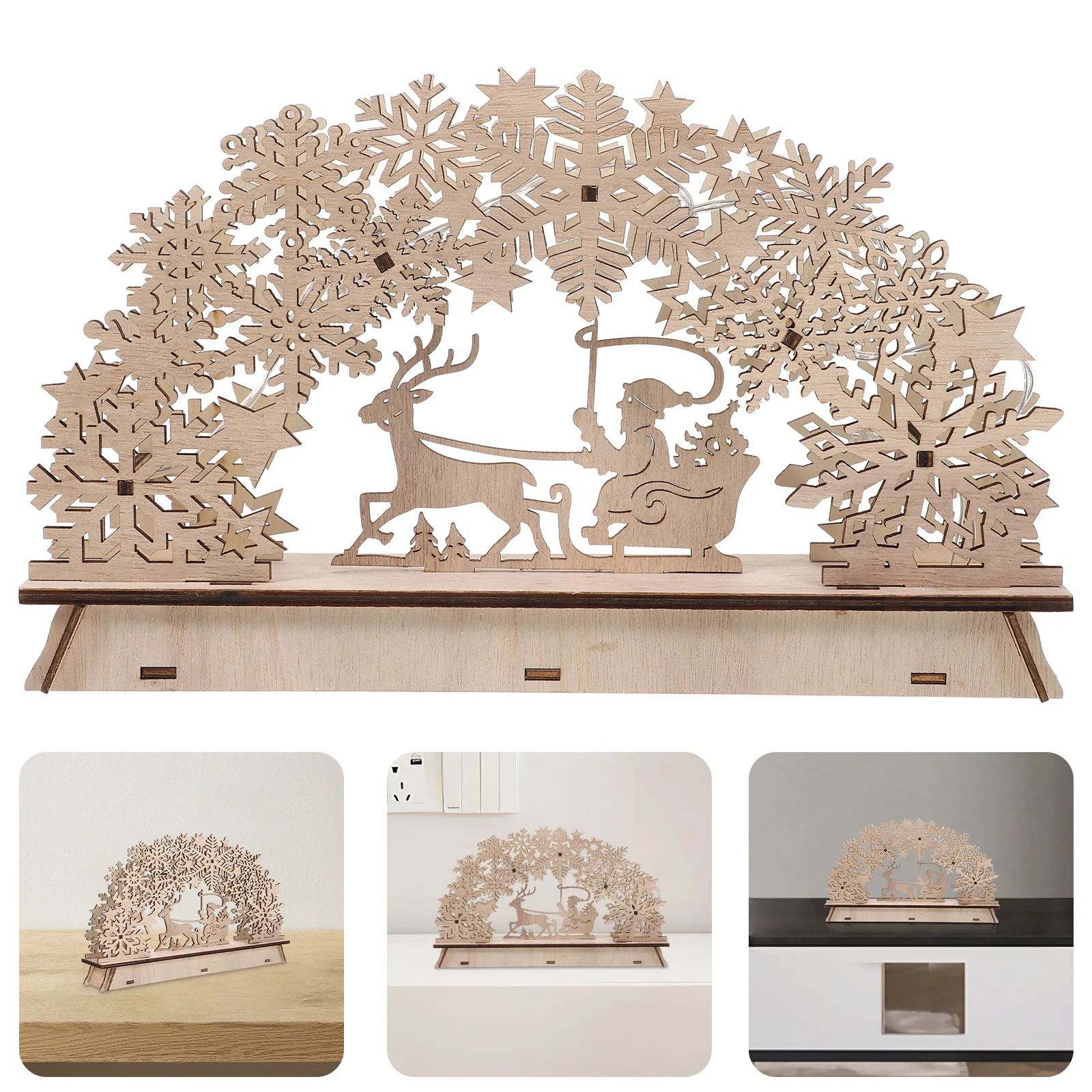 

Christmas Luminous House Shaped Wooden Desktop Decoration Warm Festival Craft Christmas Tree Decoration Home Decor