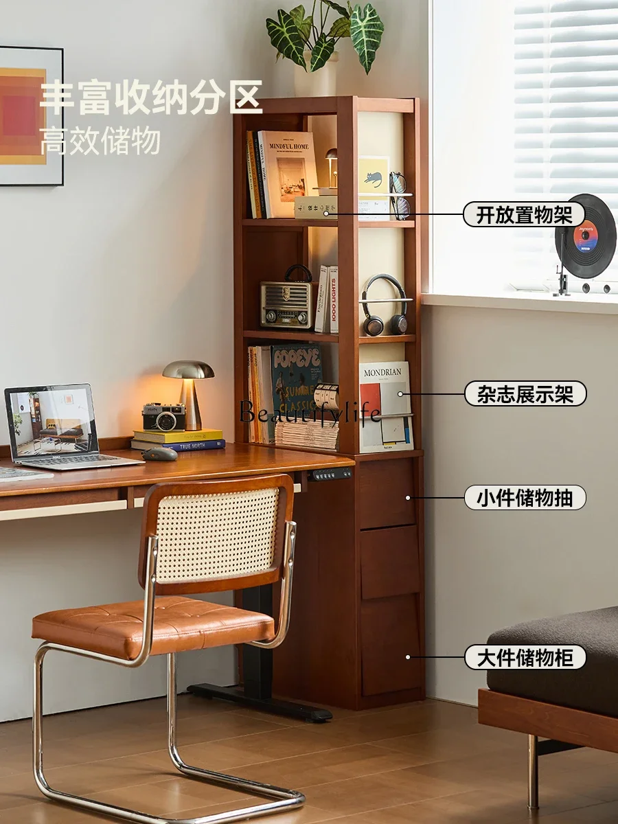 

yj21Vintage Style Solid Wood Bookshelf Floor-standing Storage Corner Small Narrow Cabinet Display Organizer