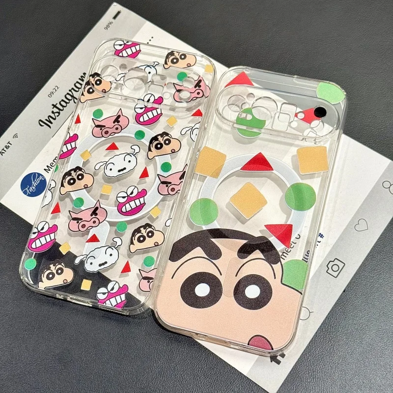 Crayon shin-chan capa de telefone para google pixel 9 10 pro xl 10proxl 9pro shinchenohara shiro titular magsafe capa magnética casos