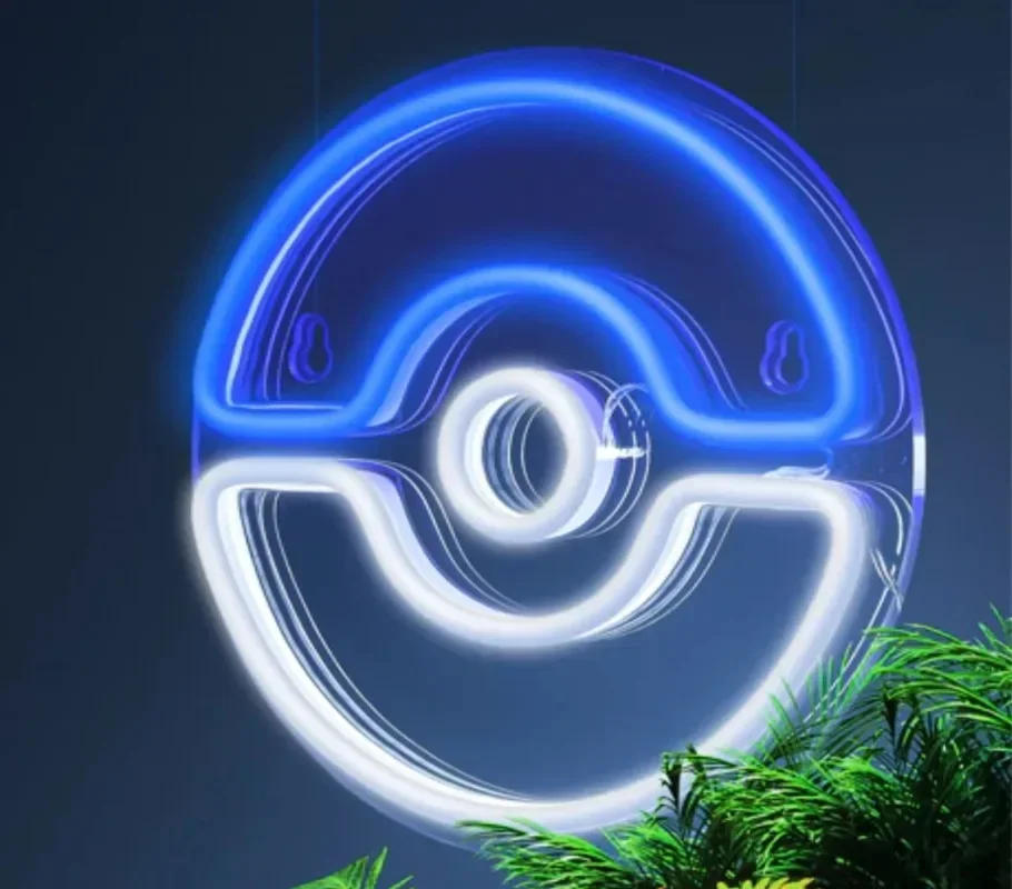 Imagem -03 - Pokeball Neon Logo Ball Luzes Noturnas Led Bola de Jogo Bonito Festa Neon Sign Decoração da Parede do Quarto Gamer Personalizado