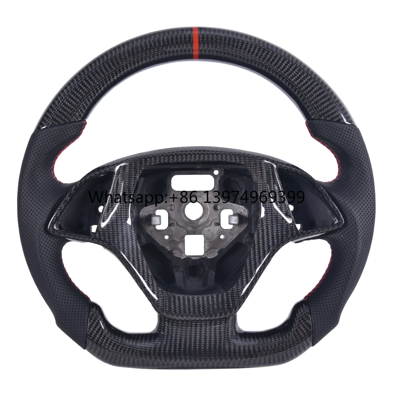 Carbon Fiber Steering Wheel for Chevrolet Corvette C7 2014-2018, D-Shape Flat Bottom Nappa Perforated Leather Grip with Trim