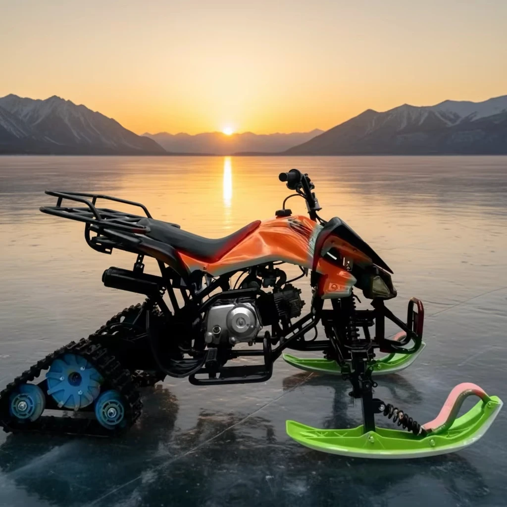 

All-terrain snowmobile with powerful 500cc engine and streamlined design