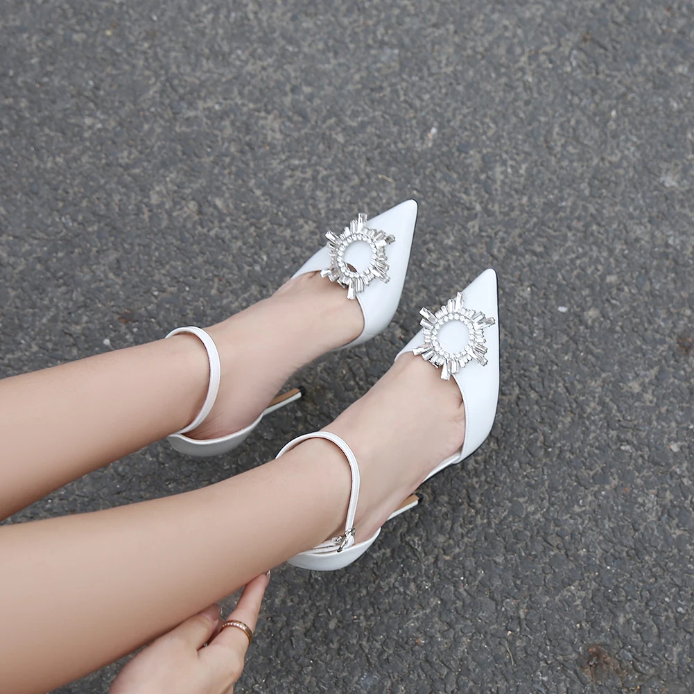 Summer 2027 Women 12cm Thin Heel Shoes Office Single Party Wedding Banquet Pub Catwalk Lady Diamond Pumps D'Orsay Sandals
