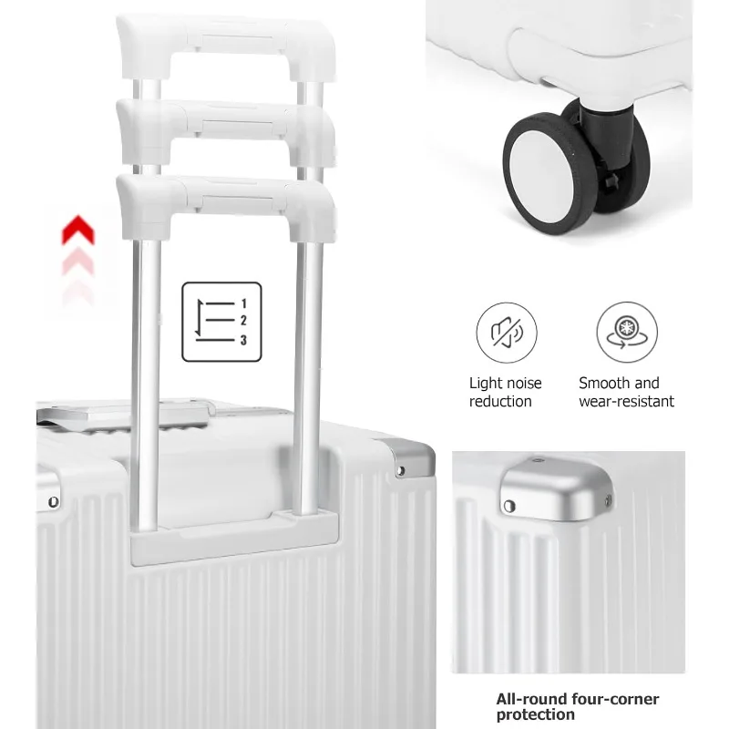 30in Super Large Captain Aluminum Frame Hardside Spinner Wheels Luggage, Zipperless Checked Suitcase