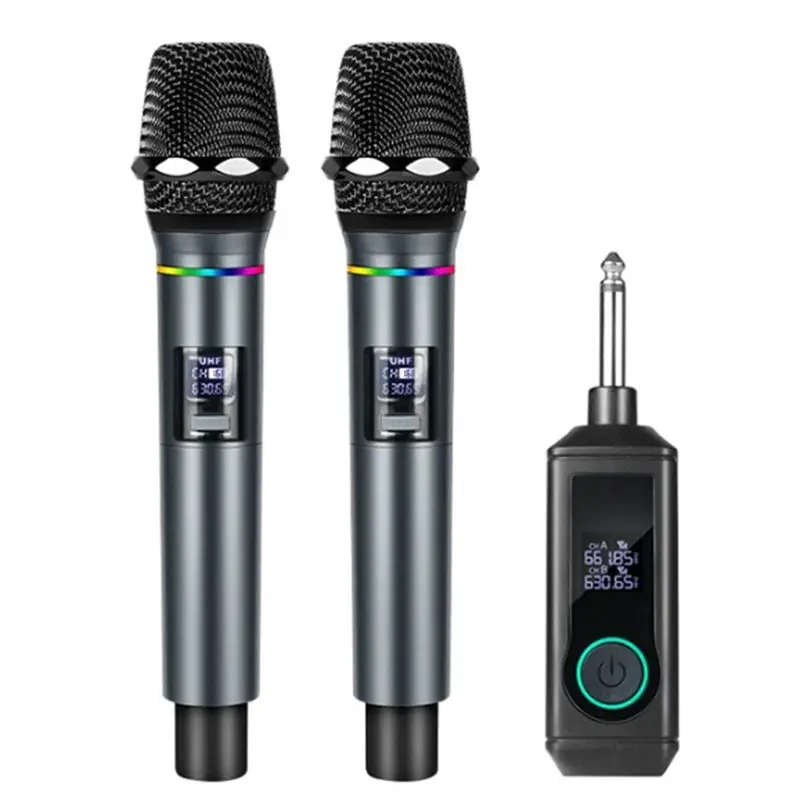 

Беспроводной микрофон DIGIT, UHF, с фиксированной частотой, 2 канала, ручной микрофон для вечеринок, караоке, профессиональных мероприятий, церковных собраний