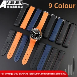 21mm Curved End Rubber WatchBand Bracelet For Omega 300 SEAMASTER 600 Planet Ocean Seiko SKX 20mm 22mm Silicone Strap belt men