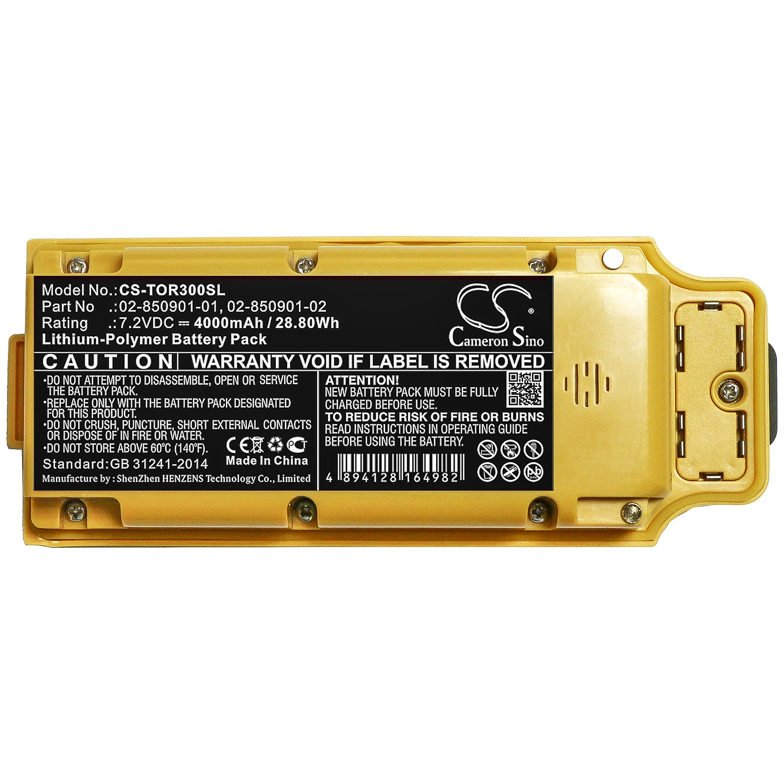 

7.2V 4000mAh Cameron Sino replacement rechargeable Battery 02-850901-01, 02-850901-02 for Topcon GR-3, GR-5
