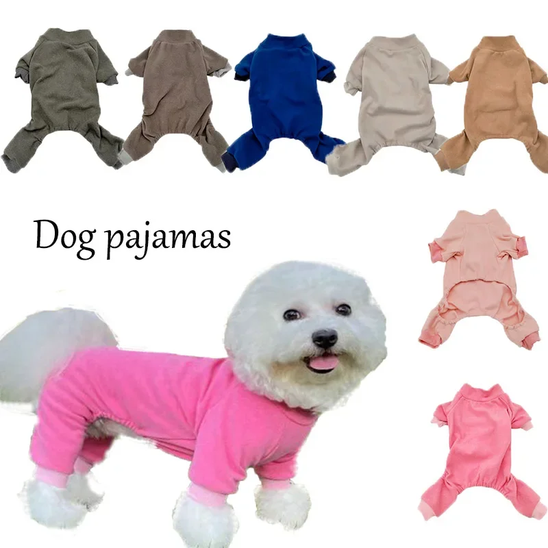 Fleece Dog Pajamas Pet Clothes For Small Medium Dogs Cat Pyjama Puppy Jumpsuit for Dogs Sleepingwear Yorkshir Warm Clothing Coat