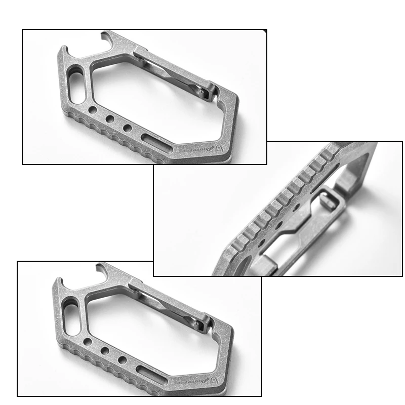 Titanium Alloy Keychain Outdoor EDC Mountain Climbing Buckle, Multifunctional Bottle Opener, Car Keychain