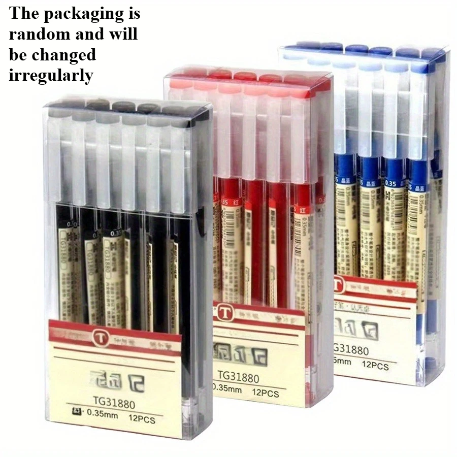 

12 Japanese Fine Gel Pens, 0.35mm Gel Ink Roller Ball Pen, Plastic Material, Suitable for School and Office Use, Smooth Writing