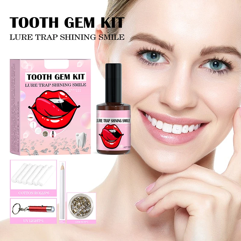 Tooth Jewelry Kit DIY Teeth Gems Kit With Glues And Light Firm Reliable Clear Precious Stone Crystal Tooth Ornaments Jewellery