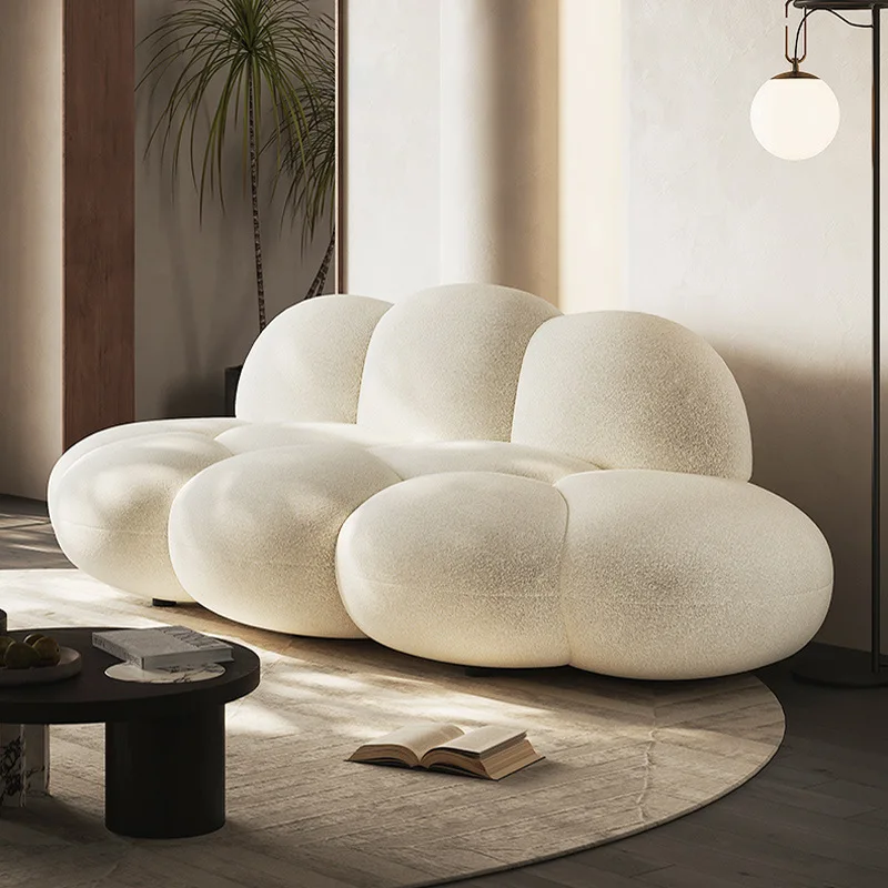 

Lamb wool Internet celebrity cloud sofa cream wind special-shaped sofa living room modern simplicity