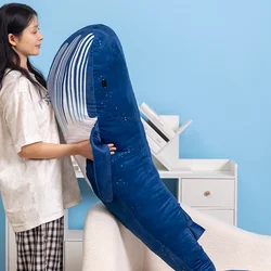 Stuffed Large Size Blue Whale Plush Pillow Huge Bed Sofa Plush Cushion Cartoon Sea Animal Whale Plush Toys Home Decoration