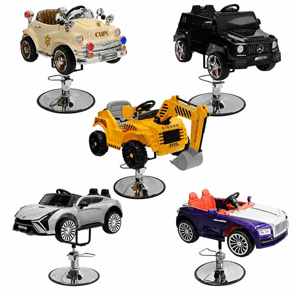 Fauteuil de coiffure de luxe pour enfants, mobilier de salon créatif au design automobile, fauteuil de coiffure professionnel, avec musique et éclairage.