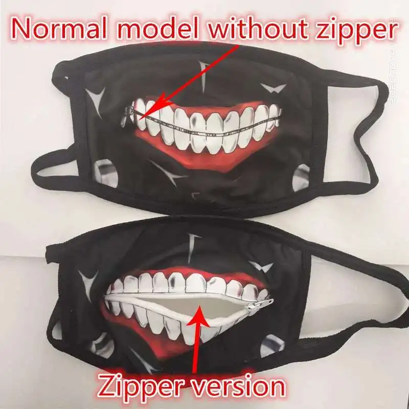 Tokyo Ghoul Kaneki Ken Maschera Maschere per il viso Cosplay Anime Maschere antipolvere con cerniera Puntelli