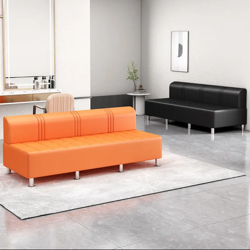 Modern Modular Bench Stool with Backrest, Easy 2-Step Assembly, for Home Kitchen Cafe Lounge, Black Blue Orange