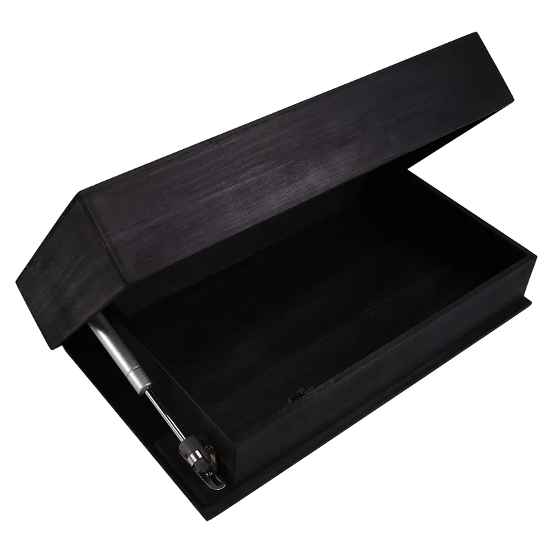AA76-Secret Compartment Shelf In Black, Flip Wall Bookshelf For Modern Decorating Needs