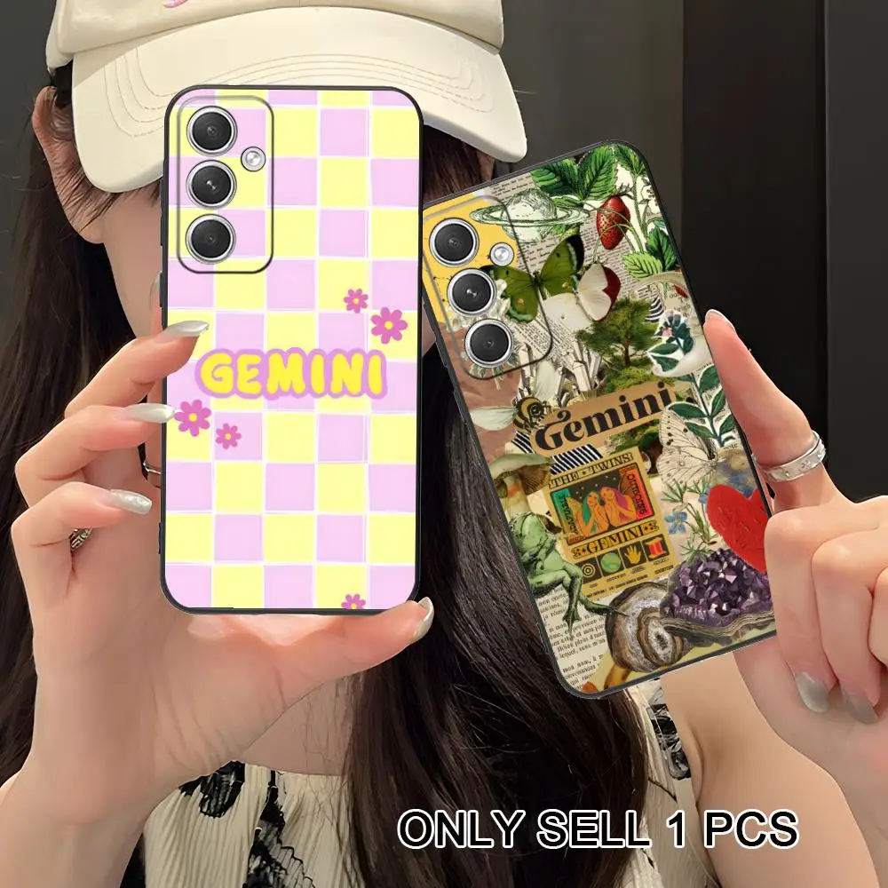 Zodiac Sign Gemini Phone Case for Samsung Galaxy S26 S25 S24 S23 S22 S21 S20 Note20 Plus FE Ultra Soft TPU Shockproof Cover