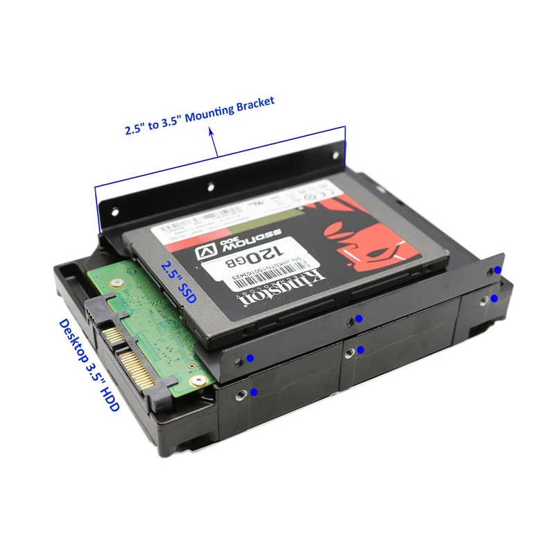 Soporte de montaje de 2,5 pulgadas a 3,5 pulgadas Adaptador de disco duro Soporte para disco duro SSD HDD