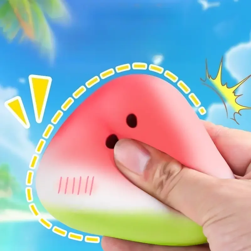 Anti-stress Squishy Watermelon Decompression Toy Soft Ice Skin Slow Rebound Decompression Squishy Stress Reliever Squeeze Toy