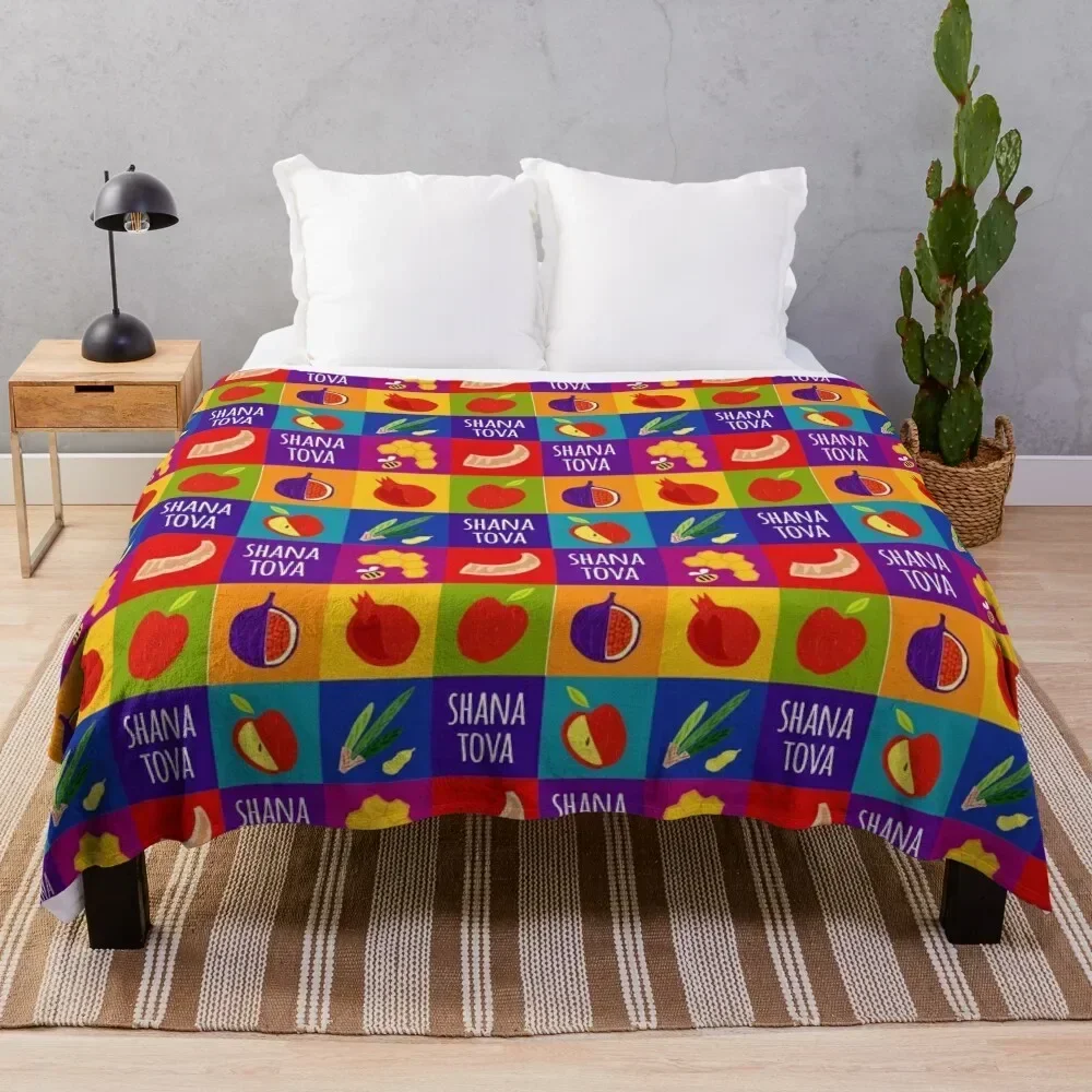 Rosh Hashana Pop Art Square Throw Blanket