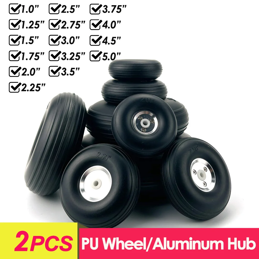 1 Pairs PU Wheels W/ Aluminum Core Alloy Hub 1Inch/1.25/1.5/1.75/2/2.25/2.5/2.75/3/3.25/3.5/3.75/4/4.5/5 \