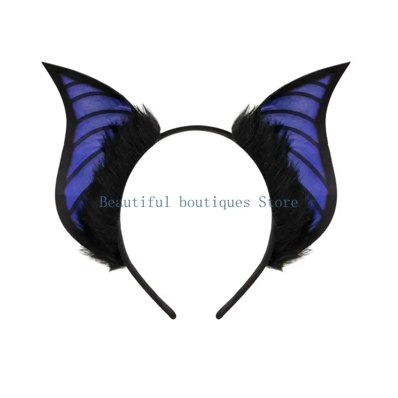 U4LF Furry Plush Bat Ear Headband For Adult Kids Cosplay Party Gathering Costume Accessories Hairhoop for Various Occasion