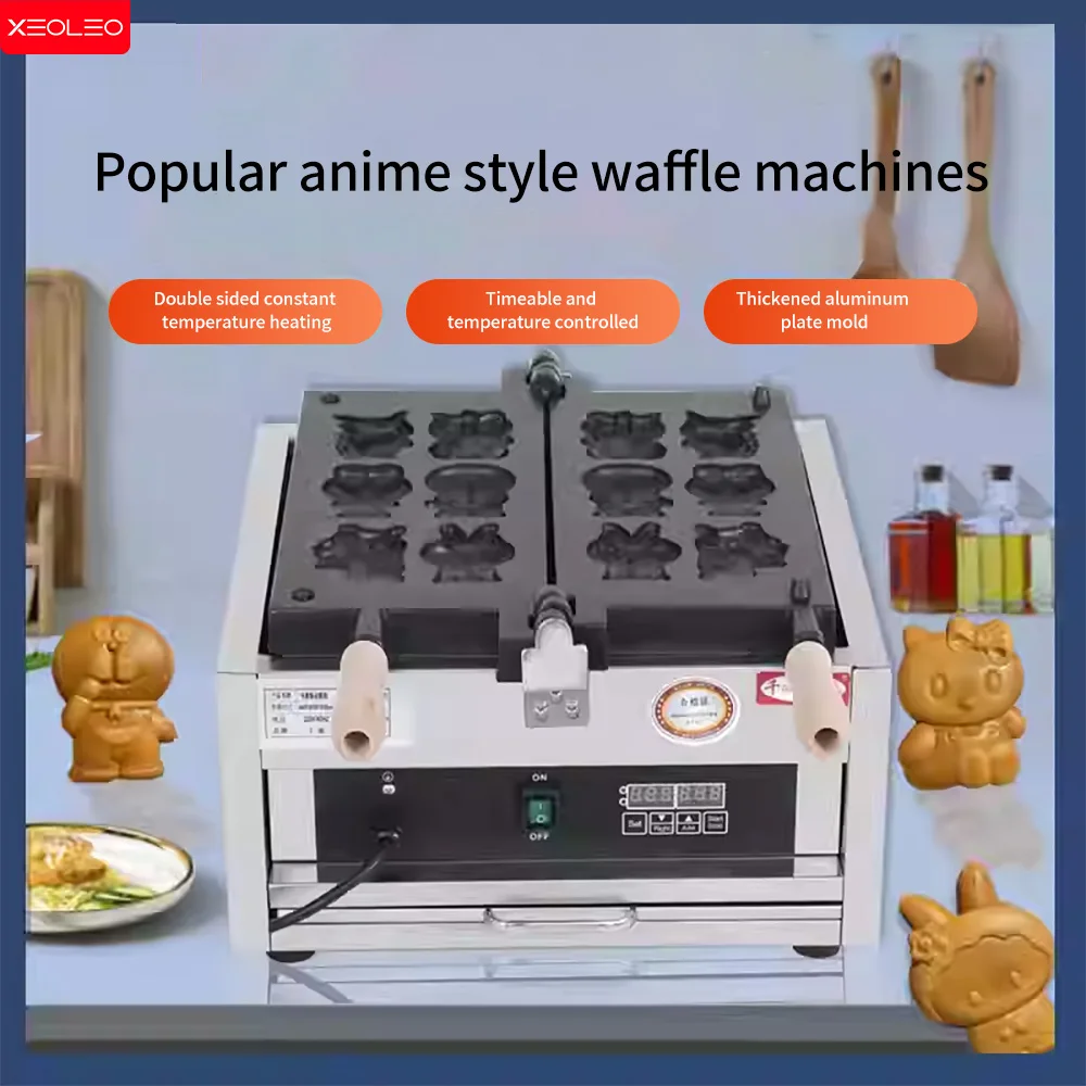 

XEOLEO Electric Cartoon Cat Bunny Shaped Waffle Maker 3000W Commercial Cartoon Anime Taiyaki Waffle Maker Machine